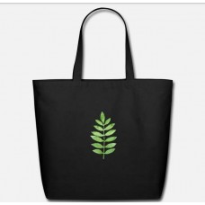 Watercolor Green Fern Black Eco-Friendly Tote Bag